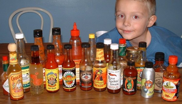 Daniel with hotsauces